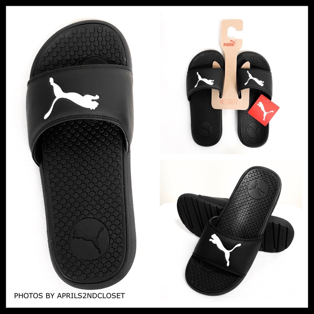 PUMA BLACK SLIP ON SPORT SLIDES ACTIVE SANDALS A3C - Picture 2 of 8